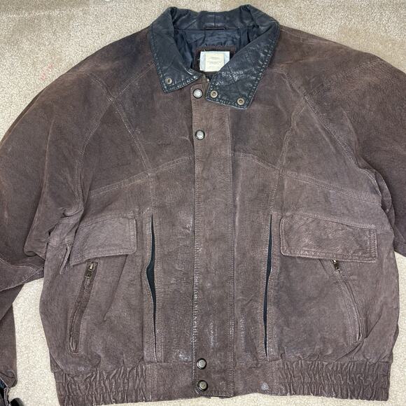 Vintage Mens Suede Leather Bomber Jacket Ash Creek Trading Brown Size XL - Picture 4 of 6